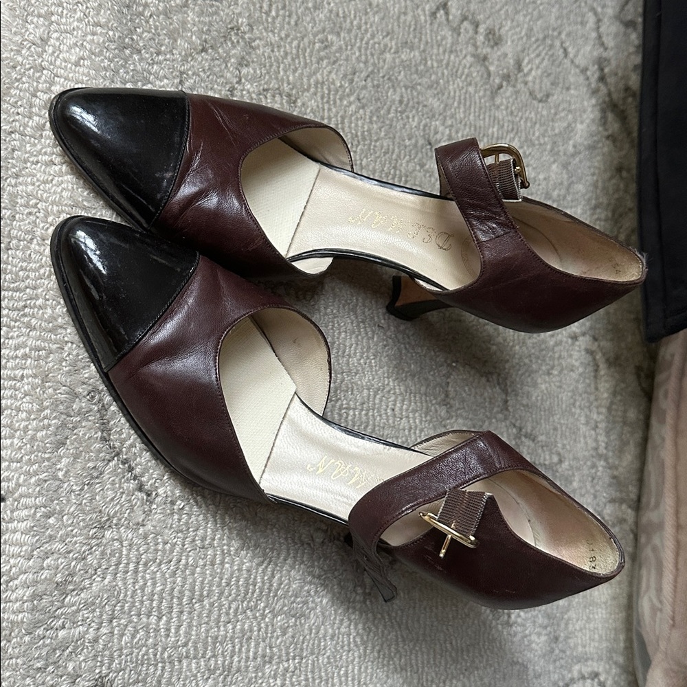 Delman Black and Brown Leather Heels